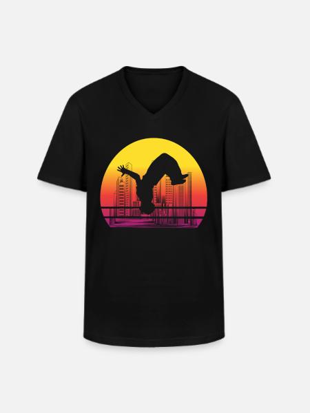Parkour Backflip Siluette Freerunning Gift - Men's V-Neck T-Shirt - black