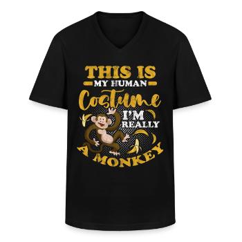 Affe Kostüm Gorilla Primat Monkey Primat Tier - Männer-T-Shirt mit V-Ausschnitt - Schwarz - Vorne - AI Model Male 178 dark (178cm)