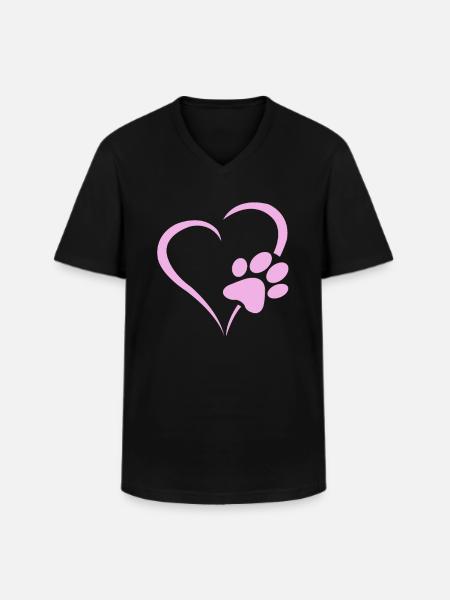 Dogs paws heart puppy paws gift - Men's V-Neck T-Shirt - black
