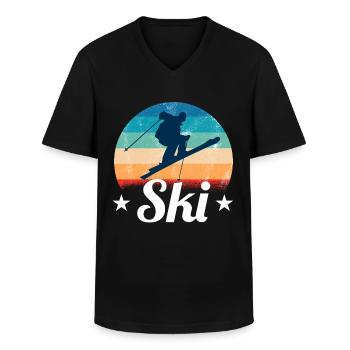 Ski - Männer-T-Shirt mit V-Ausschnitt - Schwarz - Vorne - AI Model Male 178 dark (178cm)