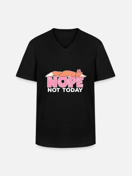 Nope Not Today Sleeping Fox Foxes Lover - Men's V-Neck T-Shirt - black