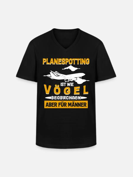 Planespotter Planespotting Spruch lustig - Männer-T-Shirt mit V-Ausschnitt - Schwarz