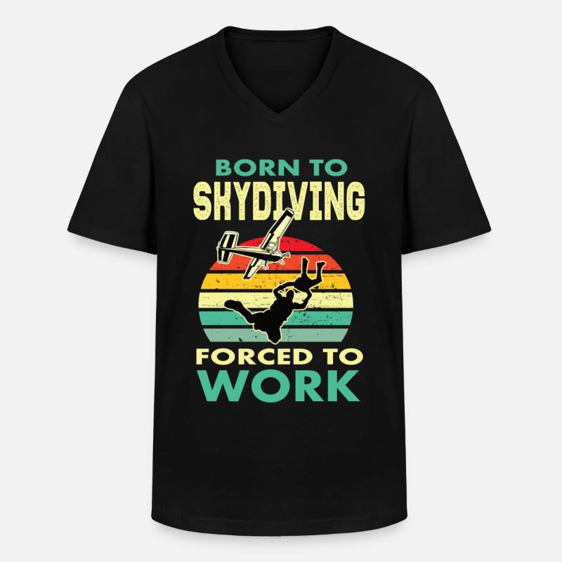 Born zo Skydiving - Männer-T-Shirt mit V-Ausschnitt - Schwarz