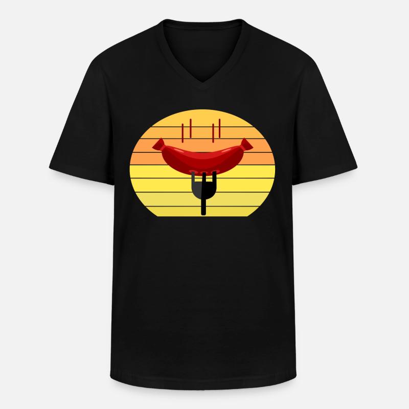 Deftiges Würstchen Sunset - Männer-T-Shirt mit V-Ausschnitt - Schwarz