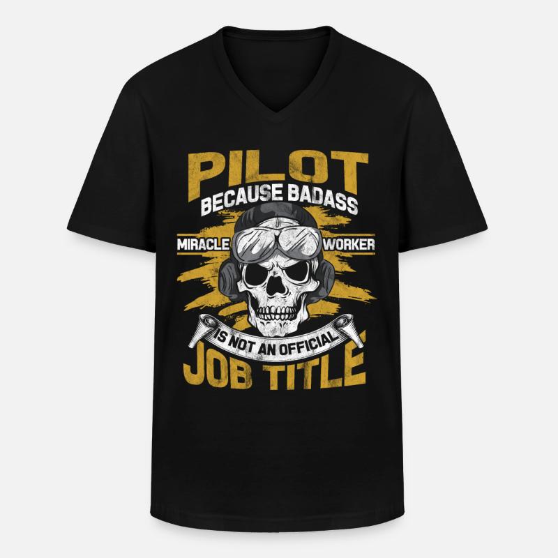 Pilot - Männer-T-Shirt mit V-Ausschnitt - Schwarz
