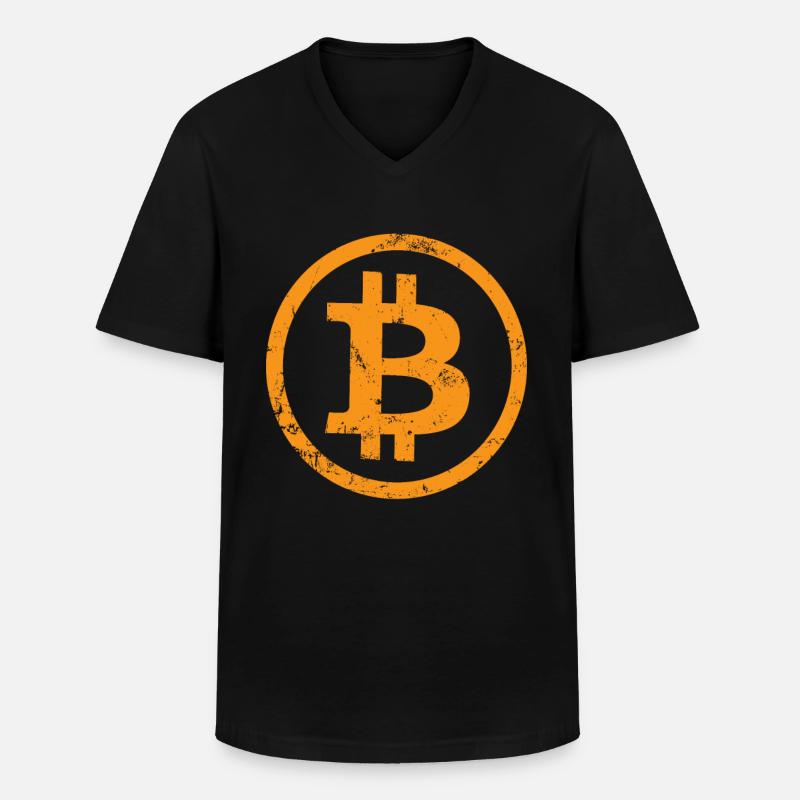 Bitcoin Button Kryptowährungen Bitcoins - Männer-T-Shirt mit V-Ausschnitt - Schwarz