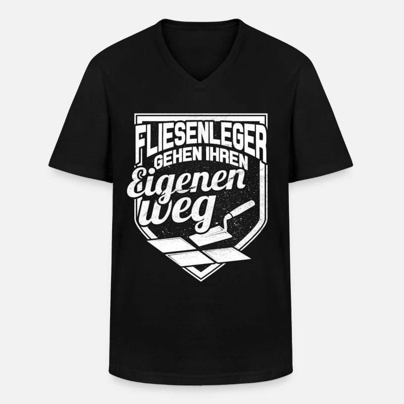 Fliesenleger - Männer-T-Shirt mit V-Ausschnitt - Schwarz