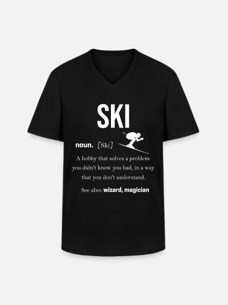 ski - T-shirt col V Homme - noir