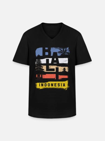 Bali - Männer-T-Shirt mit V-Ausschnitt - Schwarz