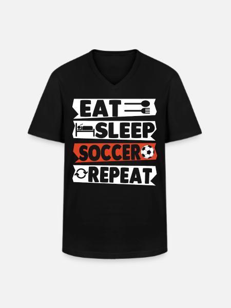Eat Sleep Soccer Repeat - Men's V-Neck T-Shirt - black