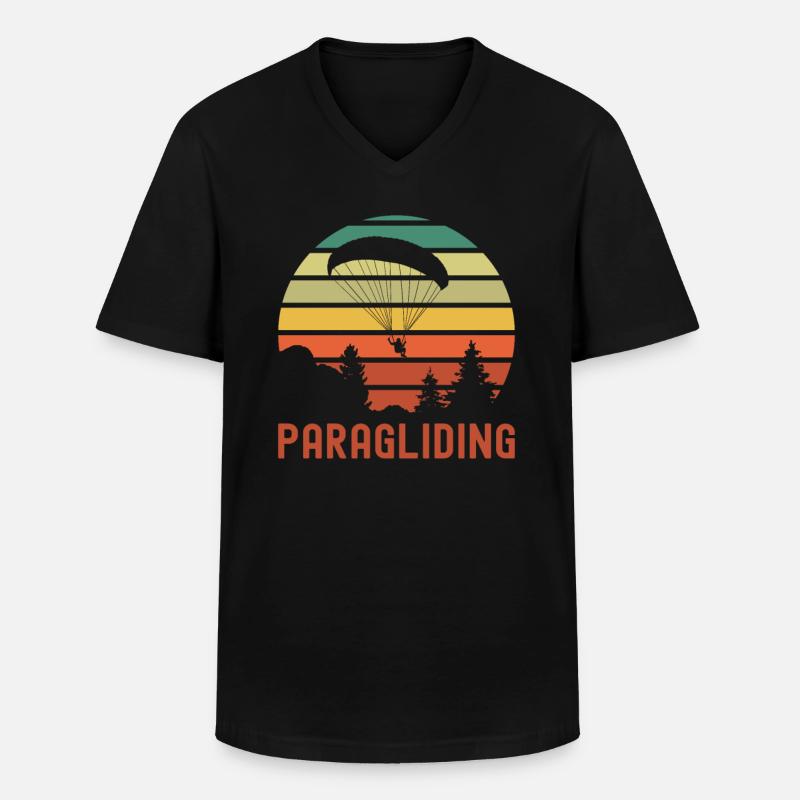 Paragliding Sunset - Gleitschirmfliegen - Gliden - Männer-T-Shirt mit V-Ausschnitt - Schwarz