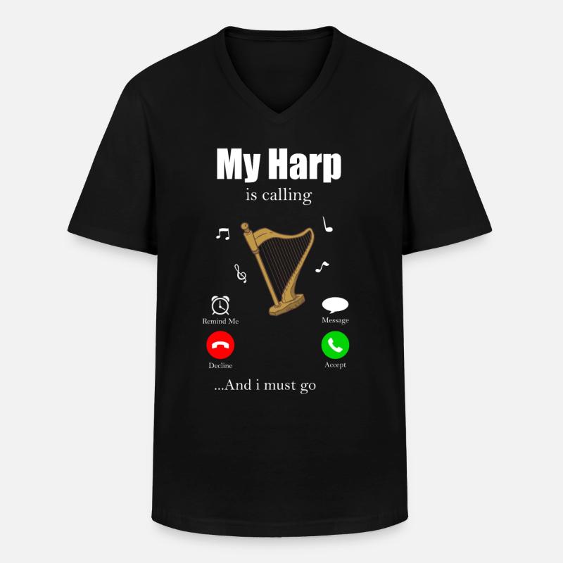 Harfe - Männer-T-Shirt mit V-Ausschnitt - Schwarz
