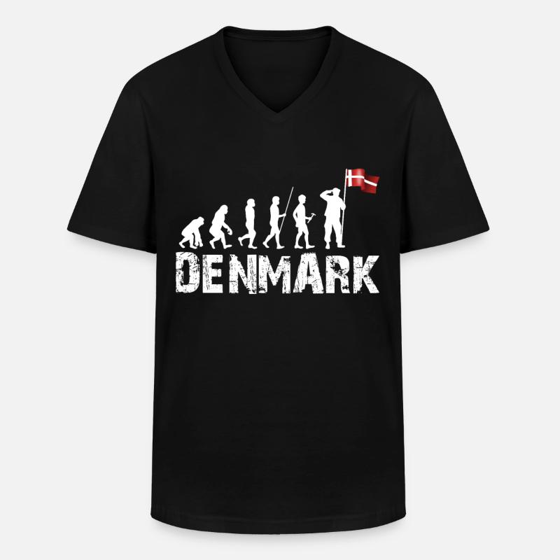 Dänemark - Männer-T-Shirt mit V-Ausschnitt - Schwarz