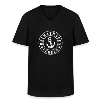 Heimathafen Lübeck - Männer-T-Shirt mit V-Ausschnitt - Schwarz - Vorne - AI Model Male 178 dark (178cm)