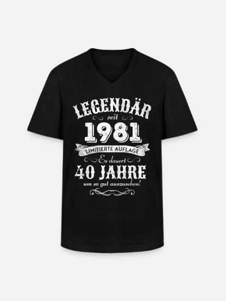 40. Geburtstag Legendär seit 1981 Retro - Männer-T-Shirt mit V-Ausschnitt - Schwarz