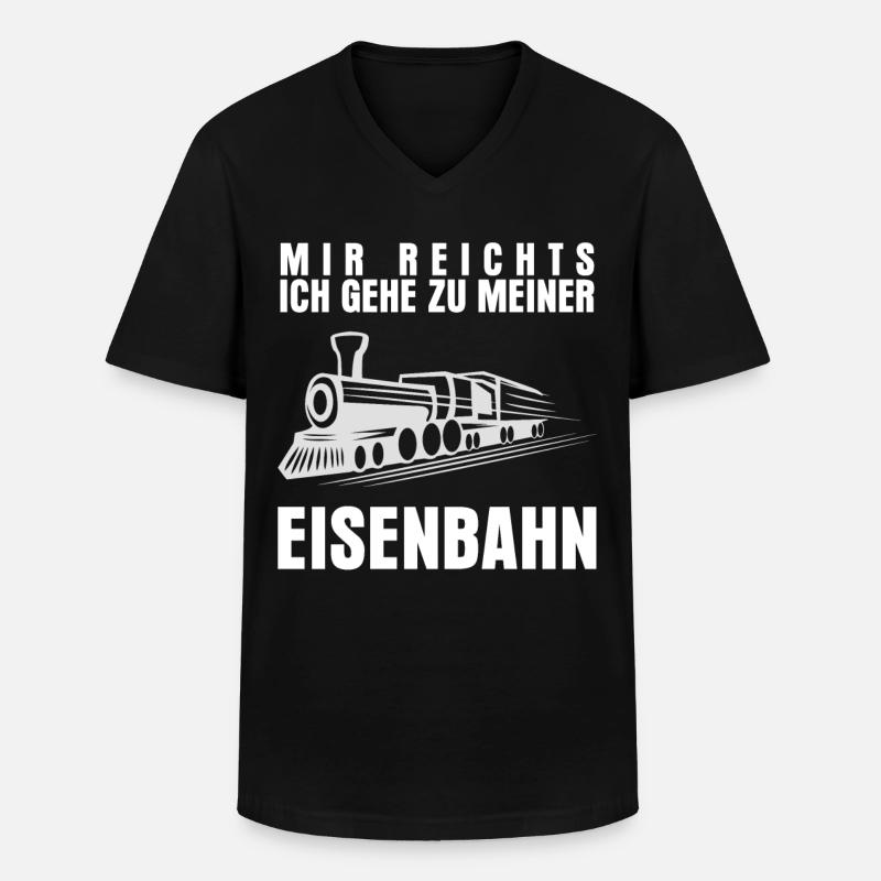 Eisenbahner Eisenbahn Dampflok Spruch - Männer-T-Shirt mit V-Ausschnitt - Schwarz