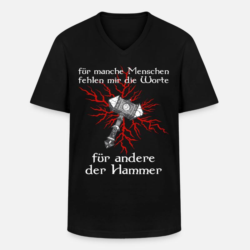 Germanen Wikinger Hammer Sprüche Geschenkidee - Männer-T-Shirt mit V-Ausschnitt - Schwarz