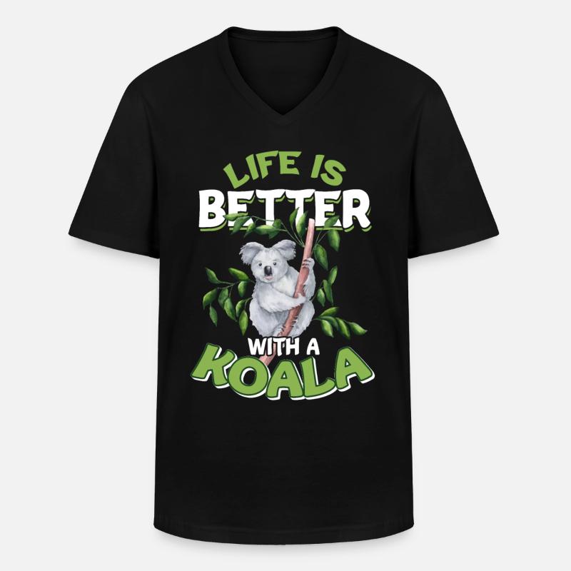 Koala - Männer-T-Shirt mit V-Ausschnitt - Schwarz