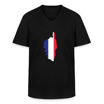 Corse - T-shirt col V Homme - noir - Devant - AI Model Male 178 dark (178cm)