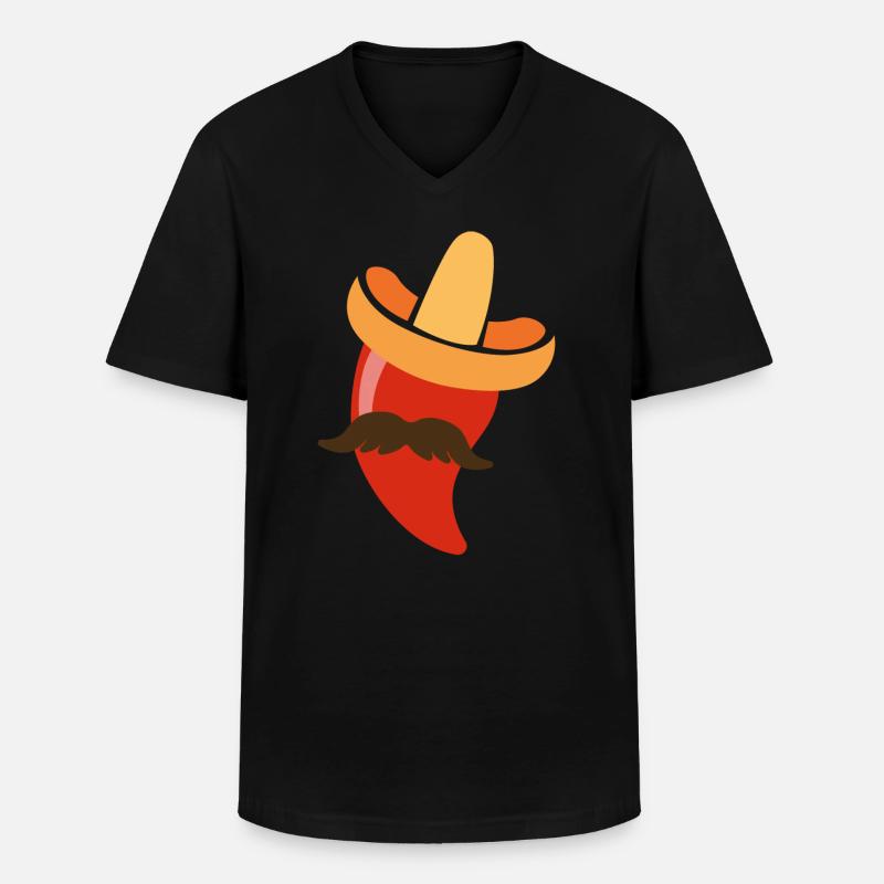 Mexikanische Peperoni Design - Männer-T-Shirt mit V-Ausschnitt - Schwarz