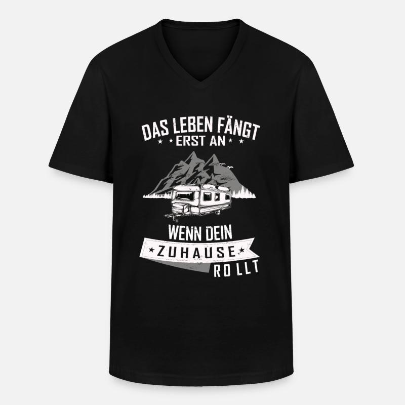 Camping mit dem wohnwagen - Männer-T-Shirt mit V-Ausschnitt - Schwarz