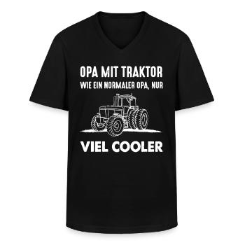 Opa Geburtstag Geschenk Enkel Traktor Vatertag - Männer-T-Shirt mit V-Ausschnitt - Schwarz - Vorne - AI Model Male 178 dark (178cm)