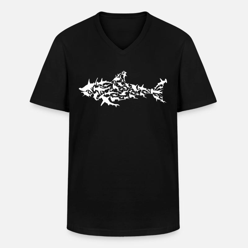 Hai Haifisch - Männer-T-Shirt mit V-Ausschnitt - Schwarz