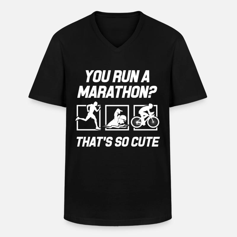 Triathlon - Männer-T-Shirt mit V-Ausschnitt - Schwarz