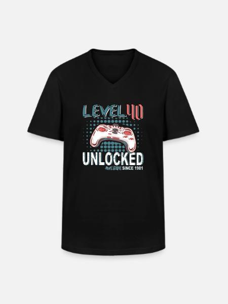 Gamer Controller Level 40 Unlocked - Men's V-Neck T-Shirt - black