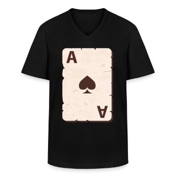 Poker Pokern Pokerspieler Geschenk Pik Ass - Männer-T-Shirt mit V-Ausschnitt - Schwarz - Vorne - AI Model Male 178 dark (178cm)