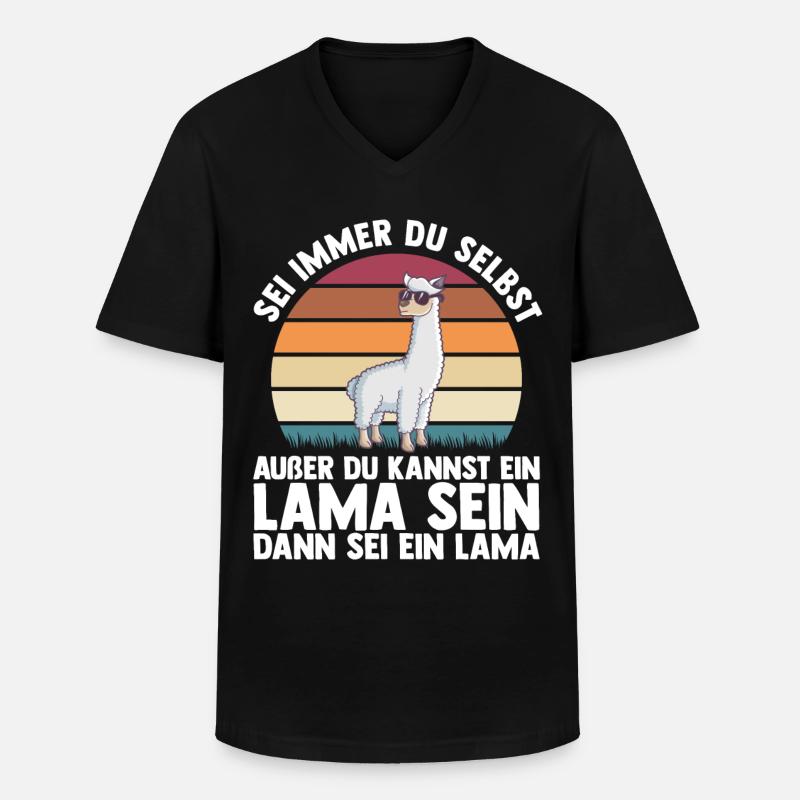 Lama - Männer-T-Shirt mit V-Ausschnitt - Schwarz