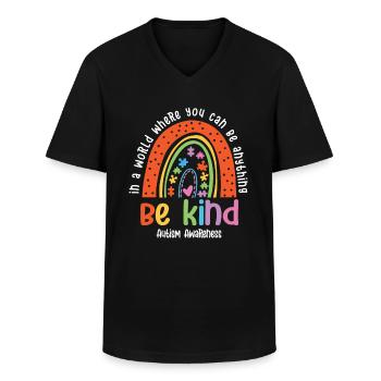 Autism Awareness - Men's V-Neck T-Shirt - black - Front - AI Model Male 178 dark (178cm)