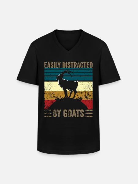 Easily distracted by goats - Men's V-Neck T-Shirt - black