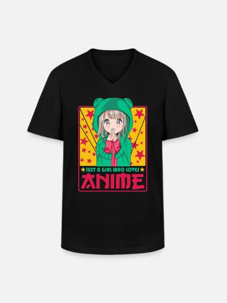 Nuttet anime kvinde -Kawaii Otaku Manga Anime - Klassisk herre T-shirt med V-udskæring - sort