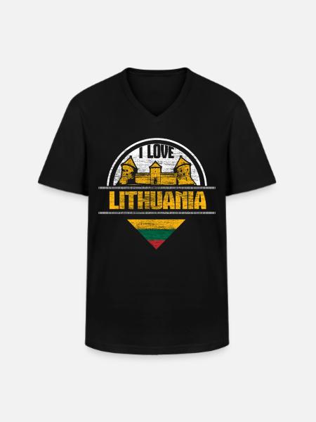 Litauen Vilnius Europa - Klassisk herre T-shirt med V-udskæring - sort