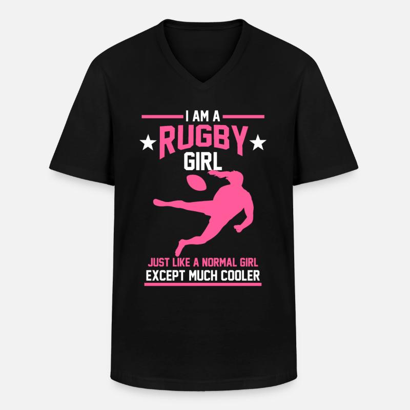 Rugby Mädchen Geschenk - Männer-T-Shirt mit V-Ausschnitt - Schwarz