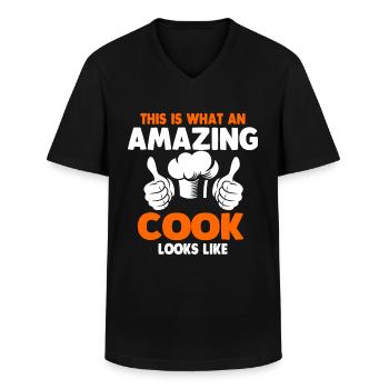 Un cuistot étonnant - T-shirt col V Homme - noir - Devant - AI Model Male 178 dark (178cm)