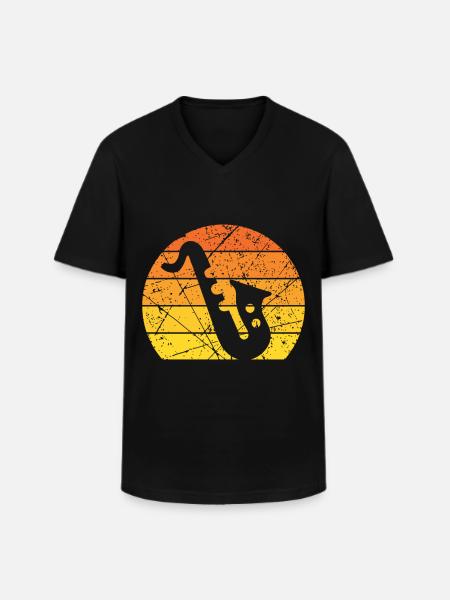 Blasmusik Saxophon - Männer-T-Shirt mit V-Ausschnitt - Schwarz