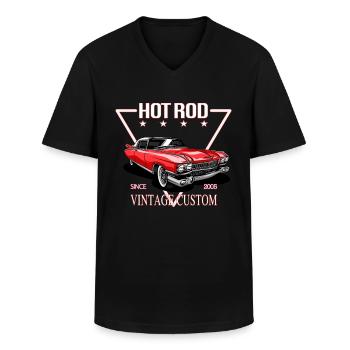 Vintage Custom HOT ROD Car - T-shirt col V Homme - noir - Devant - AI Model Male 178 dark (178cm)