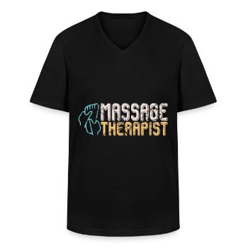 Massage therapist feet - Men's V-Neck T-Shirt - black - Front - AI Model Male 178 dark (178cm)