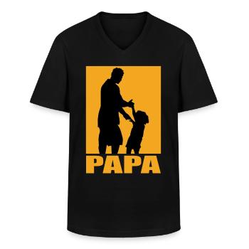 Papa Design - Männer-T-Shirt mit V-Ausschnitt - Schwarz - Vorne - AI Model Male 178 dark (178cm)
