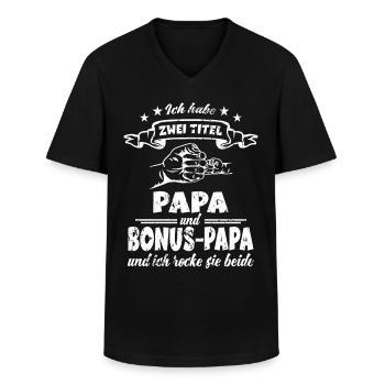 Bonus Papa Vatertag Geschenk - Männer-T-Shirt mit V-Ausschnitt - Schwarz - Vorne - AI Model Male 178 dark (178cm)