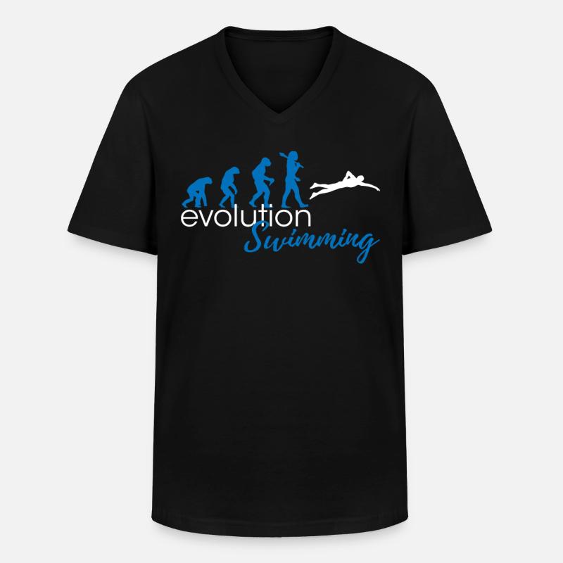 Swimming Evolution - Men's V-Neck T-Shirt - black