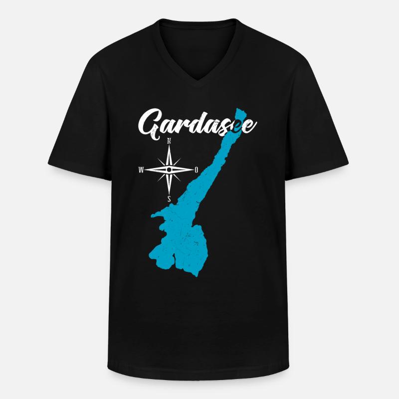 Gardasee Reiseziel - Männer-T-Shirt mit V-Ausschnitt - Schwarz