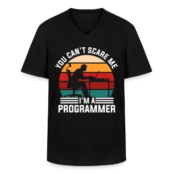 Programmer Retro - Men's V-Neck T-Shirt - black - Front - AI Model Male 178 dark (178cm)