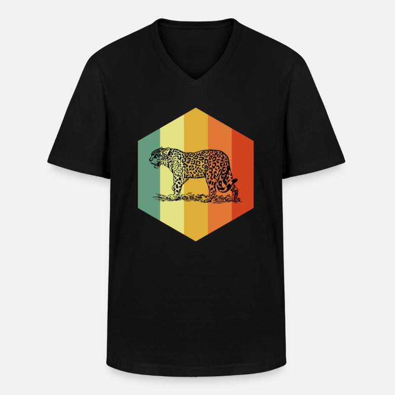 LEOPARD Retro Leopard Tshirt - T-shirt col V Homme - noir