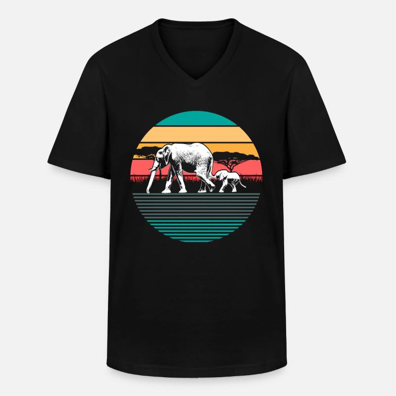 Elefant Geschenk - Männer-T-Shirt mit V-Ausschnitt - Schwarz