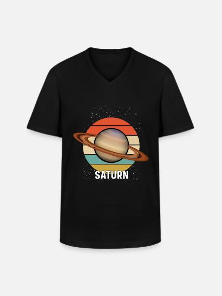Planet saturn - Men's V-Neck T-Shirt - black