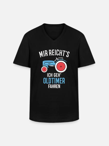 Trecker Oldtimer Landwirt Geschenkidee - Männer-T-Shirt mit V-Ausschnitt - Schwarz