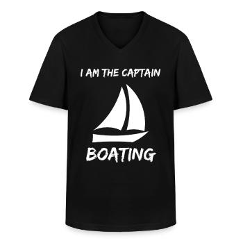 Boat Regatta . Motorboat motor yacht . Yacht Sailing - Men's V-Neck T-Shirt - black - Front - AI Model Male 178 dark (178cm)